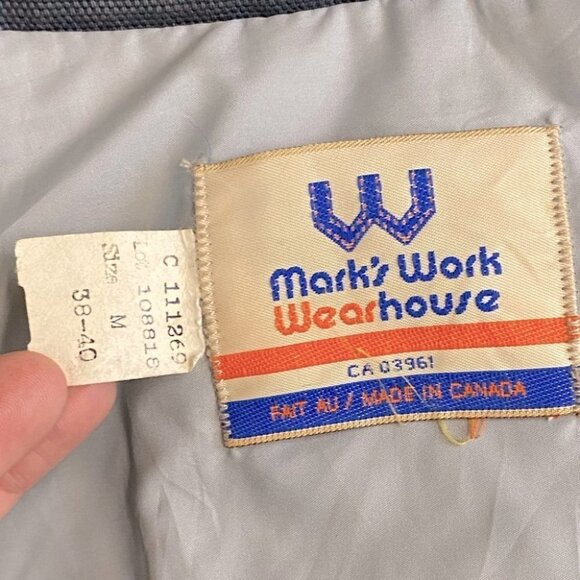 Vintage Mark’s Work Wearhouse Blue Canvas Down Filled Winter Utility Work Coat M - Picture 3 of 16
